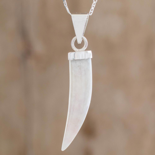 Men's Artisan Crafted Sterling Silver Pendant Jade Necklace 'Invincible'