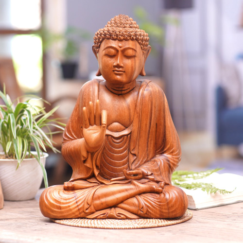 Indonesian Wood Sculpture 'Buddha'
