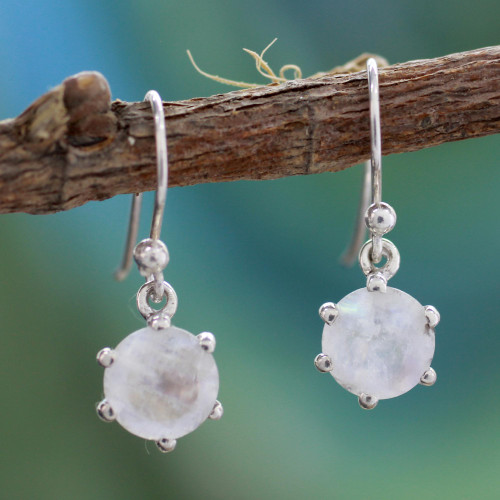Sterling Silver and Moonstone Dangle Earrings 'Romance'