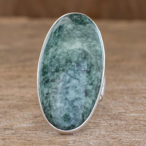 Sterling Silver Jade Cocktail Ring 'Sixth Star'
