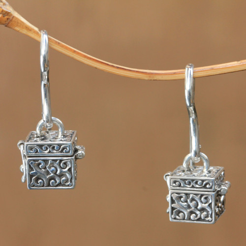 Sterling Silver Prayer Box Earrings 'Prayer Locket'