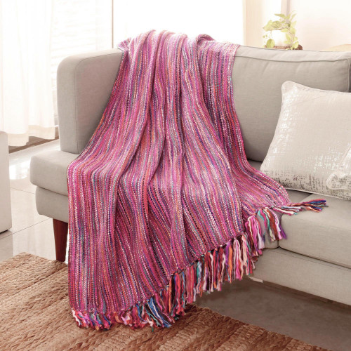 Striped Throw Blanket 'Joyous Amethyst'