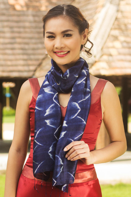 Silk Scarf from Thailand 'Sapphire Mystique'