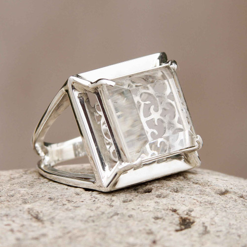 Artisan Crafted Clear Quartz Ring Peru Jewelry 'Charm of Lima'