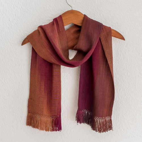 Handcrafted Rayon Scarf 'Solola Wine Cocoa'