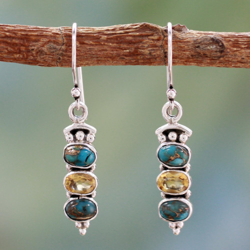 Citrine and Turquoise Earrings 'Sunshine and Sky'