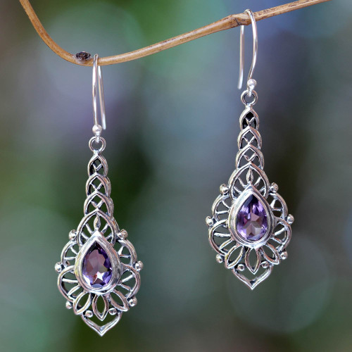 Amethyst and Sterling Silver Handcrafted Earrings 'Rapture'