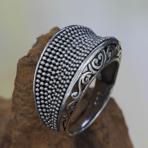 Artisan Crafted Silver Dome Ring 'Incipient Life'