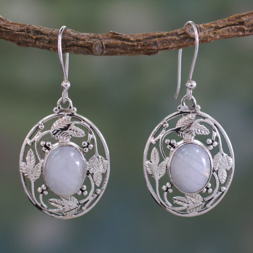 Handcrafted Rainbow Moonstone and Sterling Silver Earrings 'Moonlit Avatar'