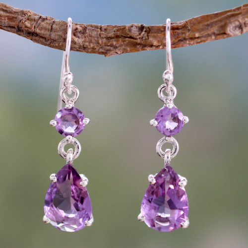 Amethyst Dangle Earings 'Classic Elegance'