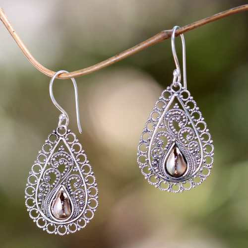 Silver Lace Earrings with 18k Gold 'Silver Lace'