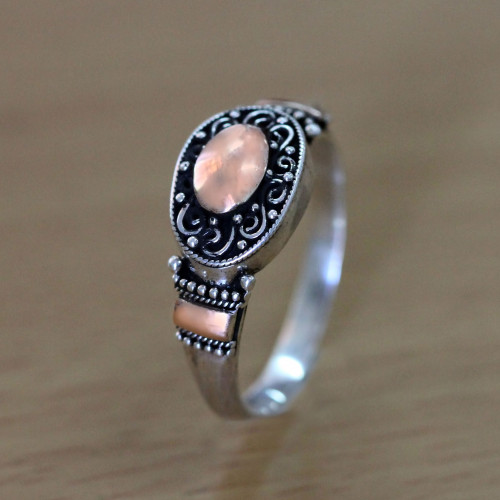 Balinese Silver Ring with 18 Karat Gold Plated Accents 'Heart of Fire'