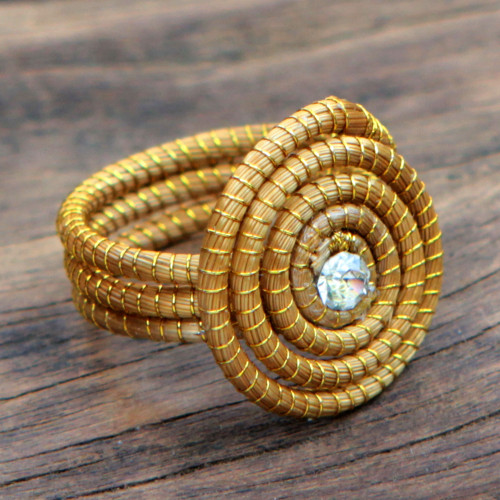 Sparkling Golden Grass Cocktail Ring Crafted by Hand 'Jalapo Evolution'