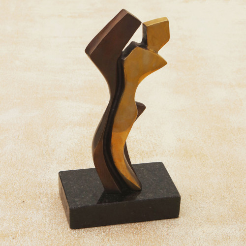 Modern Abstract Bronze Sculpture of a Couple in Love 'Passion'