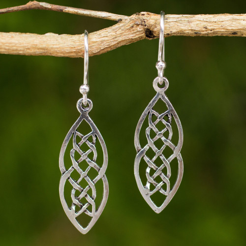 Hand Crafted Thai Celtic Theme Sterling Silver Earrings 'Celtic Braid'