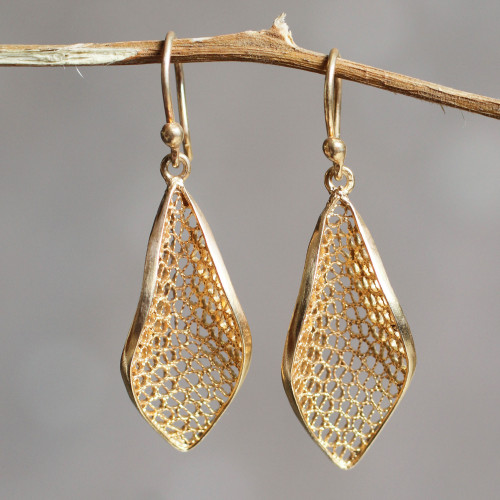 Handcrafted Filigree Gold Vermeil Earrings 'Emerging'