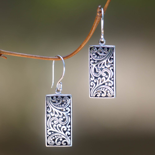 Sterling Silver Artisan Handcrafted Balinese Earrings 'Fern Goddess'