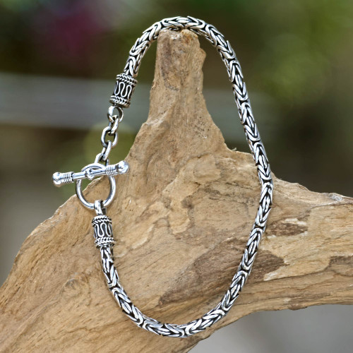 Balinese Style Sterling Silver Chain Bracelet 'Balinese Grace'