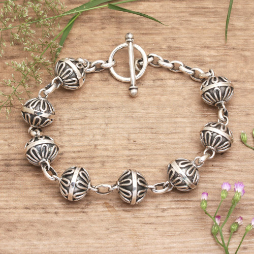 Sterling Silver Link Bracelet from Indonesia 'Lace Baubles'