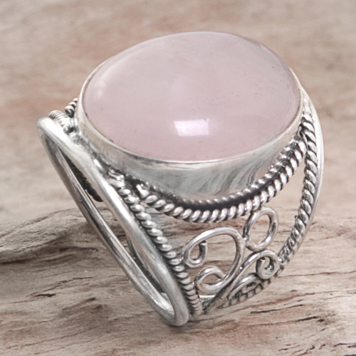 Hand Crafted Sterling Silver Ring from Indonesia 'Pink Moon'