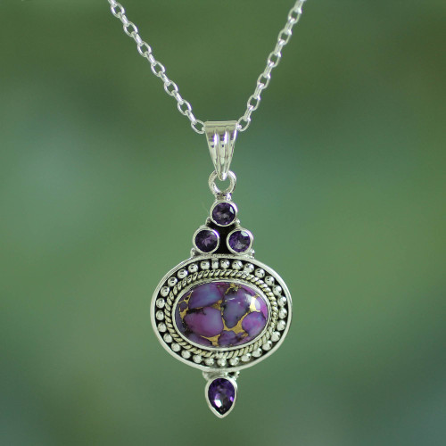 Handmade  Amethyst and Composite Turquoise Necklace 'Luminous Lilac Sky'