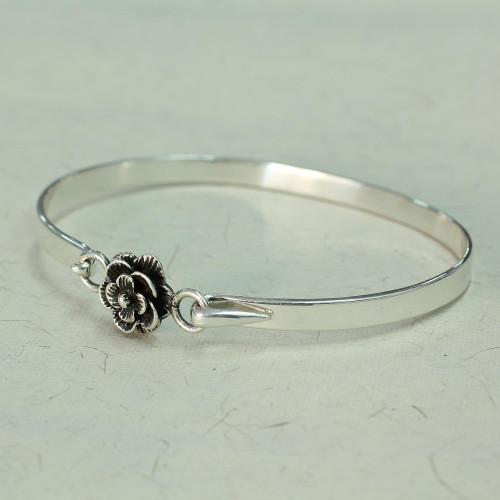 Hand Made Sterling Silver Rose Bracelet from India 'Rose Beauty'
