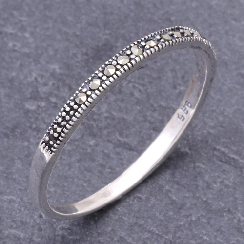 Marcasite and Sterling Silver Band Ring from Thailand 'Glistening Road'