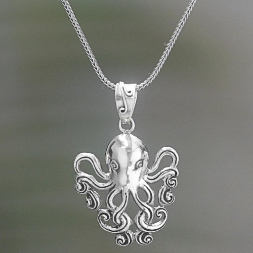 Sterling Silver Pendant Necklace of an Octopus 'Octopus of the Deep'