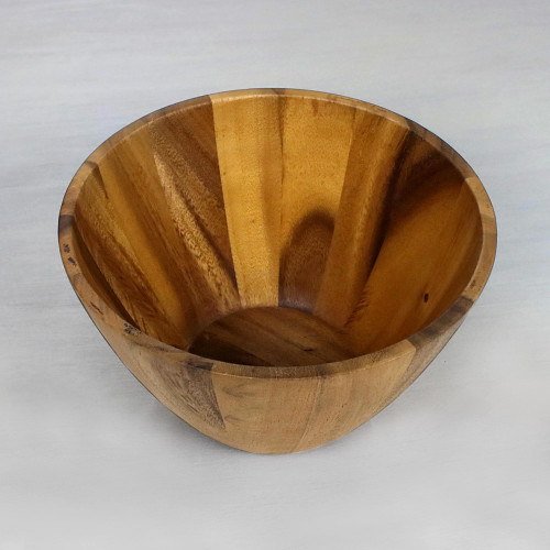 3 Quart Conical Wood Serving Bowl Hand Crafted in Thailand 'Conical Nature'