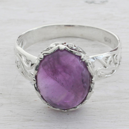 Amethyst and Sterling Silver Cocktail Ring from India 'Lilac Ecstasy'