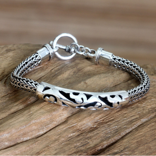 Handcrafted Sterling Silver Bracelet 'Balinese Finesse'