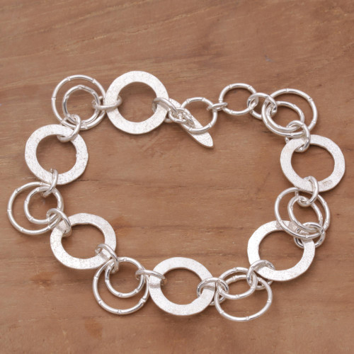 Handmade Sterling Silver Link Bracelet from Indonesia 'Circle of Hope'
