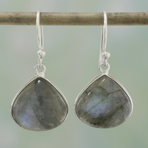 Labradorite and Sterling Silver Dangle Earrings from India 'Dancing Soul'