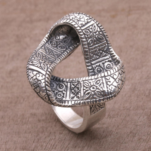 925 Sterling Silver Infinity Cocktail Ring from Bali 'Infinite Songket'