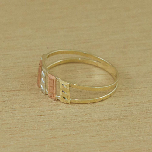 Handcrafted 10k Gold Cocktail Ring from Brazil 'Parallel Bars'