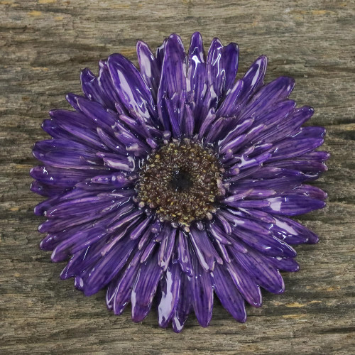 Handmade Natural Blue-Violet Gerbera Brooch from Thailand 'Splendid Petals in Violet'