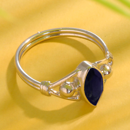 Iolite and Sterling Silver Cocktail Ring from India 'Glorious Marquise'