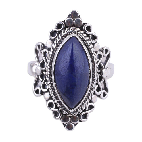 Lapis Lazuli and Sterling Silver Cocktail Ring from India 'Infinity Eye' Lapis Lazuli and Sterling Silver Cocktail Ring from India 'Infinity Eye'