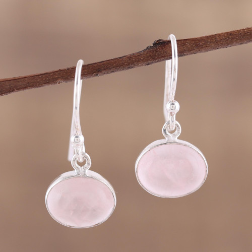 Dangle Earrings with Sterling Silver and Rose Quartz 'Pink Aurora' Dangle Earrings with Sterling Silver and Rose Quartz 'Pink Aurora'