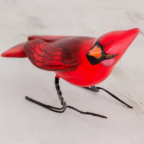 Hand Sculpted, Hand Painted Ceramic Cardinal Figurine 'Cardinal'