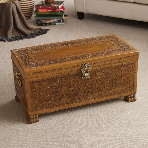 Handcrafted Cedar Wood Chest from Peru 'Majestic Memories'