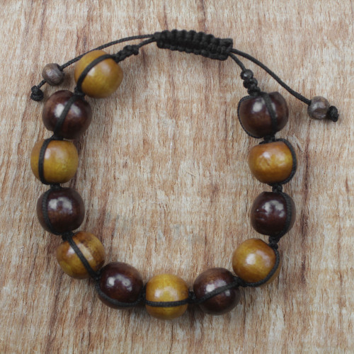 Adjustable Sese Wood Beaded Bracelet from Ghana 'Lively Shades'