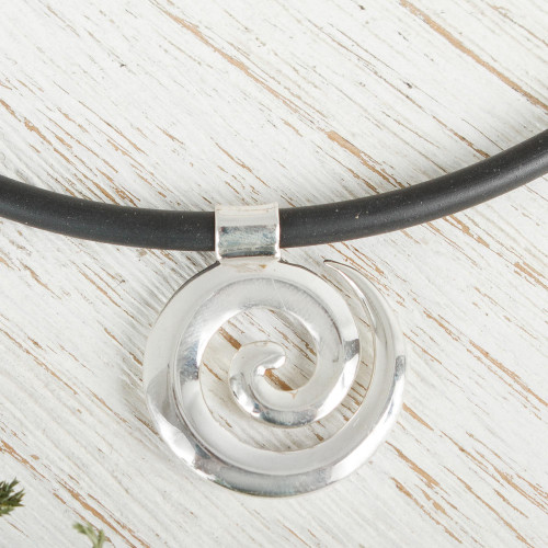 Taxco Sterling Silver Spiral Pendant Necklace from Mexico 'Spiral to Infinity'
