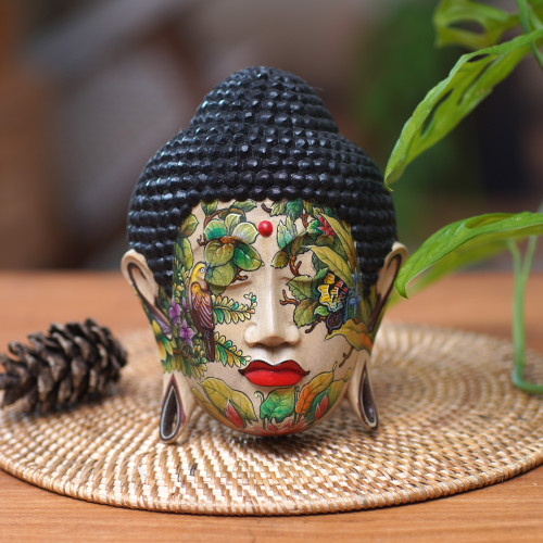Wood mask 'Buddha in Nature'