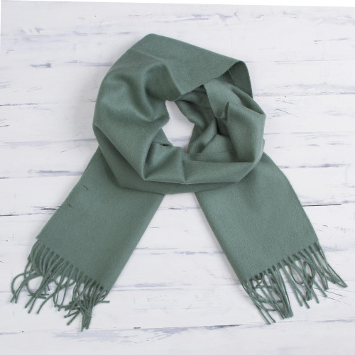 100 Baby Alpaca Celadon Green Scarf 'Celadon Embrace'