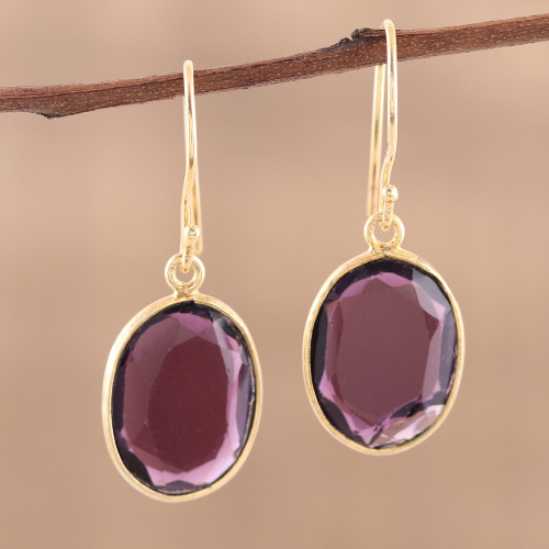 Handmade 22k Gold Plated Sterling Silver Amethyst Earrings 'Royal Passion'