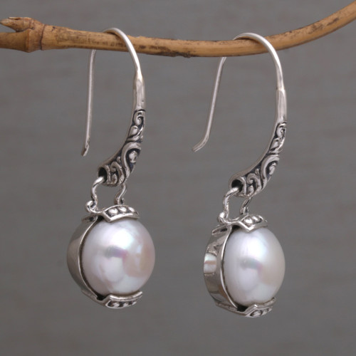 Moon Inspired Handmade 925 Silver Cultured Pearl Earrings 'Purnama Moon'