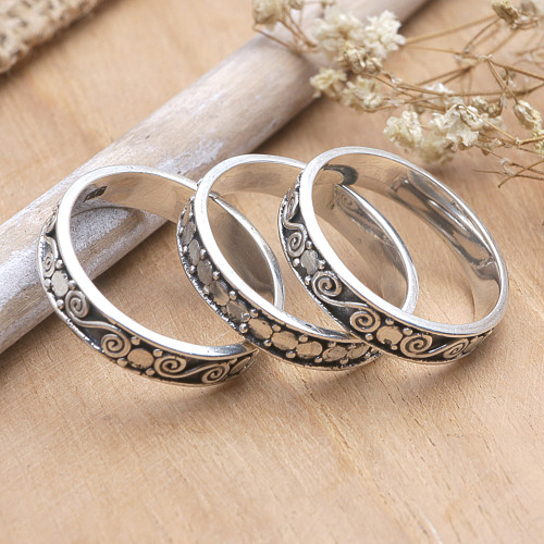 Handmade Sterling Silver Stacking Rings Set of 3 'Together'