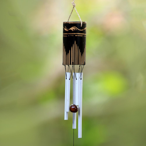 Bamboo and Aluminum Wind Chime Hand Made in Bali 'Singing Vines'