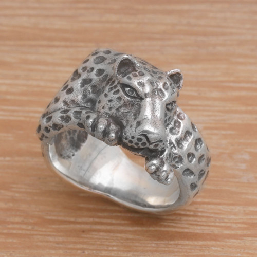 925 Sterling Silver Leopard Cocktail Ring from Indonesia 'Leopard Grip'